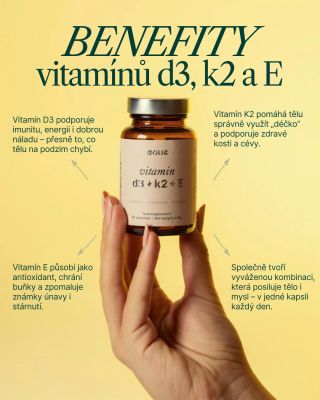 Slunce ubývá, energie taky. 🍂 A právě teď tělo nejvíc potřebuje doplnit to, co mu chybí – vitamín D3, K2 a E. 💛 D3...